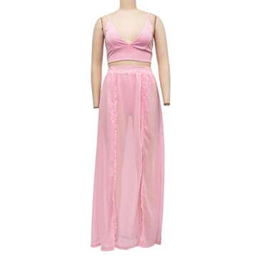 Rela Bota Women's Summer Maxi Dress Set - Beachwear Pink X-Small
