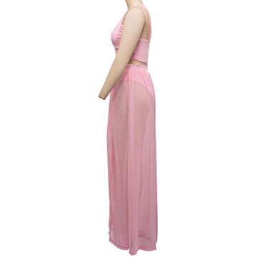 Rela Bota Women's Summer Maxi Dress Set - Beachwear Pink X-Small