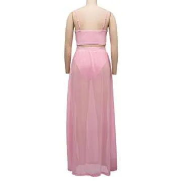 Rela Bota Women's Summer Maxi Dress Set - Beachwear Pink X-Small