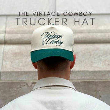 Vintage Trucker Hat | Country Cowboy Cute Preppy Retro Western Trucker Hats | Men Women Trendy Snapback | Tan Red Green Black (Vintage Cowboy | Green)