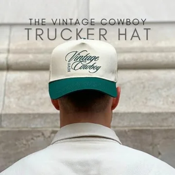 Vintage Trucker Hat | Country Cowboy Cute Preppy Retro Western Trucker Hats | Men Women Trendy Snapback | Tan Red Green Black (Vintage Cowboy | Green)