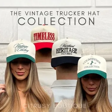 Vintage Trucker Hat | Country Cowboy Cute Preppy Retro Western Trucker Hats | Men Women Trendy Snapback | Tan Red Green Black (Vintage Cowboy | Green)