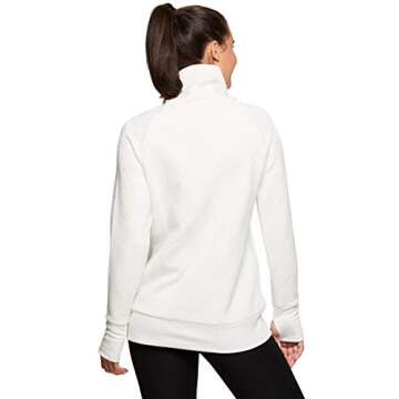 RBX Active Women's Cowl Neck Pullover Tunic Sweatshirts Top White Multi S