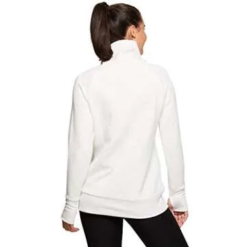 RBX Active Women's Cowl Neck Pullover Tunic Sweatshirts Top White Multi S
