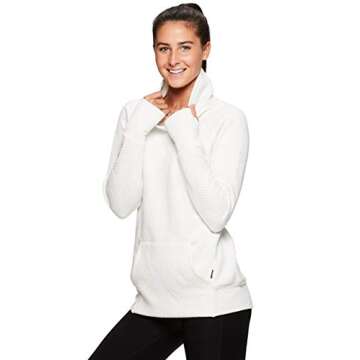 RBX Active Women's Cowl Neck Pullover Tunic Sweatshirts Top White Multi S