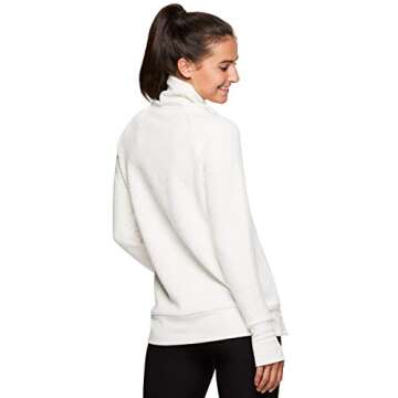 RBX Active Women's Cowl Neck Pullover Tunic Sweatshirts Top White Multi S