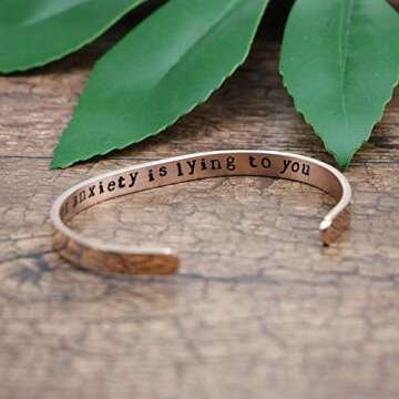 JoycuFF Bracelets for Women Health Awareness Self Care Jewelry 18K Rose Gold Stainless Steel Cuff Bangle