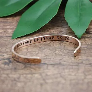 JoycuFF Bracelets for Women Health Awareness Self Care Jewelry 18K Rose Gold Stainless Steel Cuff Bangle