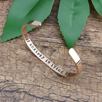 JoycuFF Bracelets for Women Health Awareness Self Care Jewelry 18K Rose Gold Stainless Steel Cuff Bangle