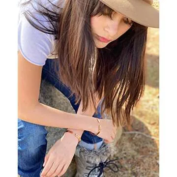 JoycuFF Bracelets for Women Health Awareness Self Care Jewelry 18K Rose Gold Stainless Steel Cuff Bangle