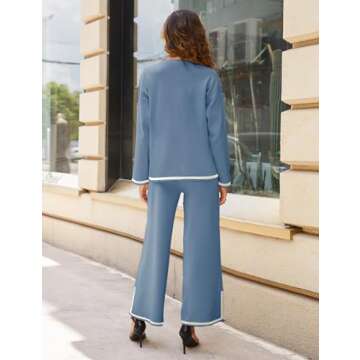Tanming Women's Stylish Knit Sweater and Wide Leg Pants