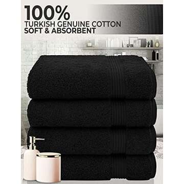 Cotton Paradise Bath Towels for Bathroom, 100% Cotton 4 Piece Turkish Bath Towel Set, Soft Plush Bat...