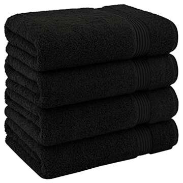 Cotton Paradise Bath Towels for Bathroom, 100% Cotton 4 Piece Turkish Bath Towel Set, Soft Plush Bath Towels Clearance Bathroom Set, Black Bath Towels