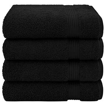 Cotton Paradise Bath Towels for Bathroom, 100% Cotton 4 Piece Turkish Bath Towel Set, Soft Plush Bath Towels Clearance Bathroom Set, Black Bath Towels