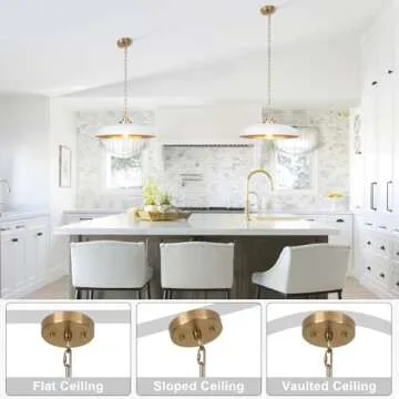 NZZDYI Stylish White and Gold Pendant Light Fixture