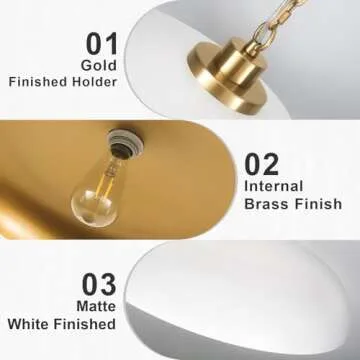 NZZDYI Stylish White and Gold Pendant Light Fixture