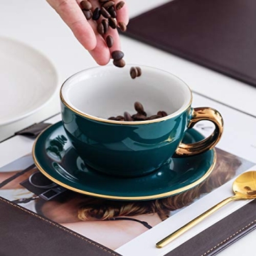 Coffeezone Luxury Gold 10 oz Latte Cup with Saucer