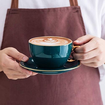 Coffeezone Luxury Gold 10 oz Latte Cup with Saucer