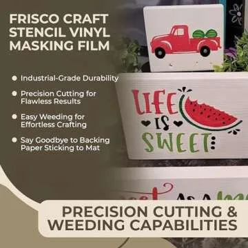 Frisco Craft Stencil Vinyl Masking Film - Compatible Stencil Vinyl for Cricut Machine, Silhouette, Cameo - Blue Removable Vinyl Stencil Sheet - Easy to use, No Residue, Multi-Purpose (12” x 30ft)
