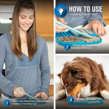 Hyper Pet IQ Treat Lick mat for Dogs, Dog Slow Feeder & Cat Lick mats | Great Alternative to Slow Feeder Bowls | Perfect Licking mat, Cat Puzzle & Dog Enrichment Toys