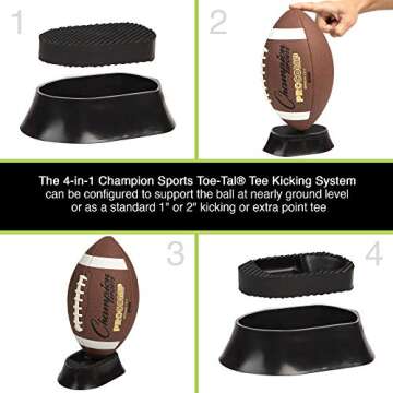 Champion Sports Adjustable Football Kicking Tee Set - Perfect for Practice