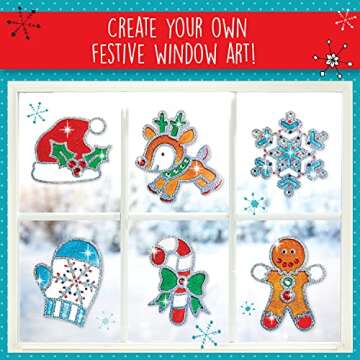 Creativity for Kids Holiday Easy Sparkle Window Art Craft Kit: Create 7 Window Art Designs, Holiday Crafts, Christmas Crafts for Kids Ages 6-8+, Christmas Activities for Kids