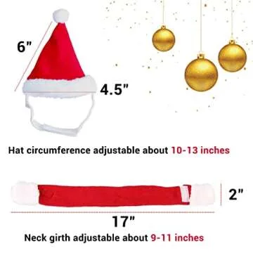 PETLESO Cat Santa Hat and Scarf for Festive Pets