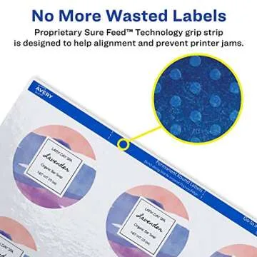 Avery Printable Round Labels with Sure Feed, 2" Diameter, Glossy White, 60 Customizable Labels (22817)