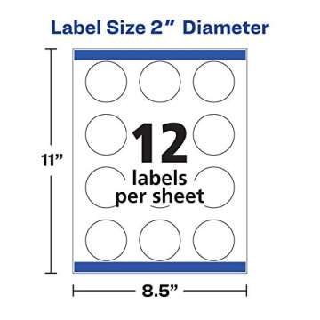 Avery Printable Round Labels with Sure Feed, 2" Diameter, Glossy White, 60 Customizable Labels (22817)