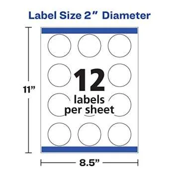 Avery Printable Round Labels with Sure Feed, 2" Diameter, Glossy White, 60 Customizable Labels (22817)