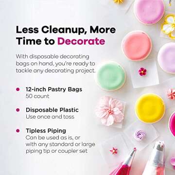 Wilton 12-Inch Disposable Cake Decorating Pastry Bags, 50-Count