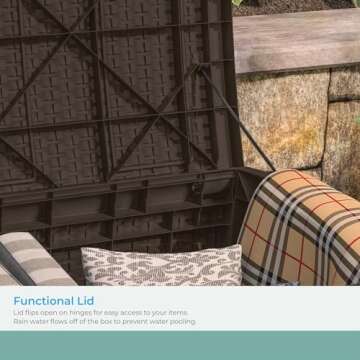 Suncast DBW9200 99 Gallon Outdoor Wicker Plastic Patio Storage Chest Bin with Handles for Patio, Garden, Garage, or Pool for All Weather, Mocha