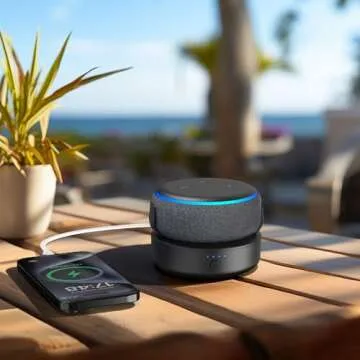 PlusAcc Battery Base for Dot 3rd - Portable Charger Stand with 9 Hours Playback Playtime with USB-C Output Port, Charging Dock Accessories for iPhone and Dot 3(Not Include Dot 3)(Black)