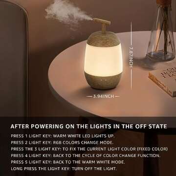 GGII Colorful Cool Mini Humidifiers with LED Night Light, 360° Rotating Spray Humidifiers, USB Personal Desktop Humidifier, Portable Diffuser for Essential Oils for Car, Plants, Office Room, Bedroom