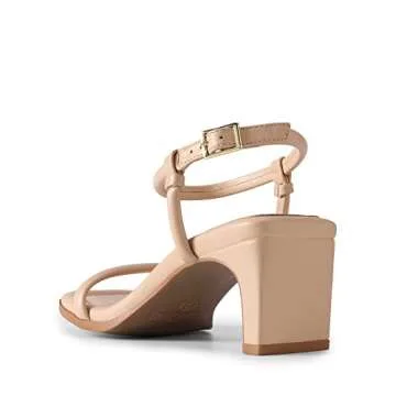 DREAM PAIRS Womens Heels Open Toe Ankle Strap Square Cute Wedding Party Sandal Comfort Dress Shoes Hera,Size 8,Nude,SDHS2307W