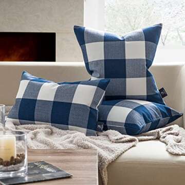 Phantoscope Pack of 2 Gingham Buffalo Check Plaid Throw Decorative Pillow Cover Outdoor Indoor Throw...