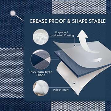 Phantoscope Pack of 2 Gingham Buffalo Check Plaid Throw Decorative Pillow Cover Outdoor Indoor Throw Pillows Farmhouse Square Pillow Cases for Home Decor Navy Blue,20 x 20 Inches