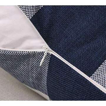 Phantoscope Pack of 2 Gingham Buffalo Check Plaid Throw Decorative Pillow Cover Outdoor Indoor Throw Pillows Farmhouse Square Pillow Cases for Home Decor Navy Blue,20 x 20 Inches