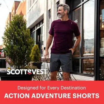 SCOTTeVEST Action Adventure Short for Men - 17 Hidden Pockets - Water Repellent Pant for Travel & More (Gray, 38)