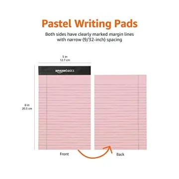 Narrow Ruled Writing Note Pads - 6 Count 5x8 Inch