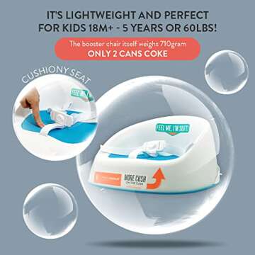 Prince Lionheart Squish Booster Seat, Berry Blue, 3-Point Harness and Dual-Strap System, Easy to Wipe Clean, and Lightweight