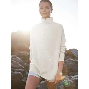 ANRABESS Cozy Oversized Quarter Zip Sweater for Women