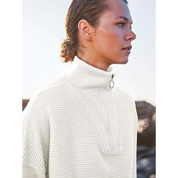 ANRABESS Cozy Oversized Quarter Zip Sweater for Women