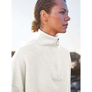 ANRABESS Cozy Oversized Quarter Zip Sweater for Women