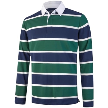 VANLYTK Men's Long Sleeve Polo Shirt - Stylish Striped Design for Comfort