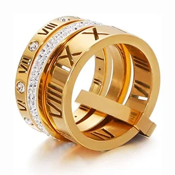 Elegant SINLEO Roman Numeral Ring for Women 3 in 1