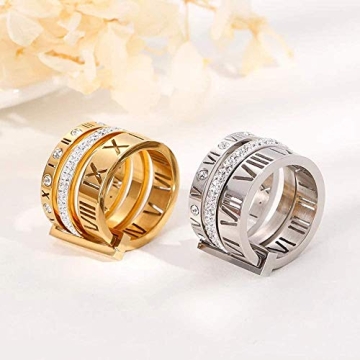 Elegant SINLEO Roman Numeral Ring for Women 3 in 1