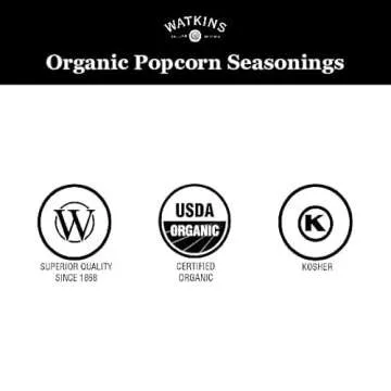 Watkins Popcorn Seasoning Multi-Flavor Variety Pack, 3-Pack (1 White Cheddar 3.3 oz., 1 Butter/Salt 5.3 oz., 1 Ranch 3.6 oz.)