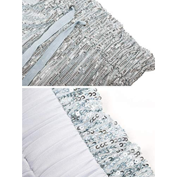 ALLUMK Women Casual Shiny Sequin Joggers High Waisted Ruffle Drawstring Loose Pants Clubwear White M