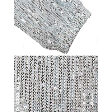 ALLUMK Women Casual Shiny Sequin Joggers High Waisted Ruffle Drawstring Loose Pants Clubwear White M